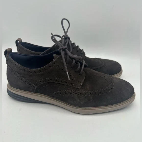 BRAND NEW Cole Haan Grand Evolution Brown Wingtip Oxford Suede C27394 Size 9.5 M - Picture 2 of 8
